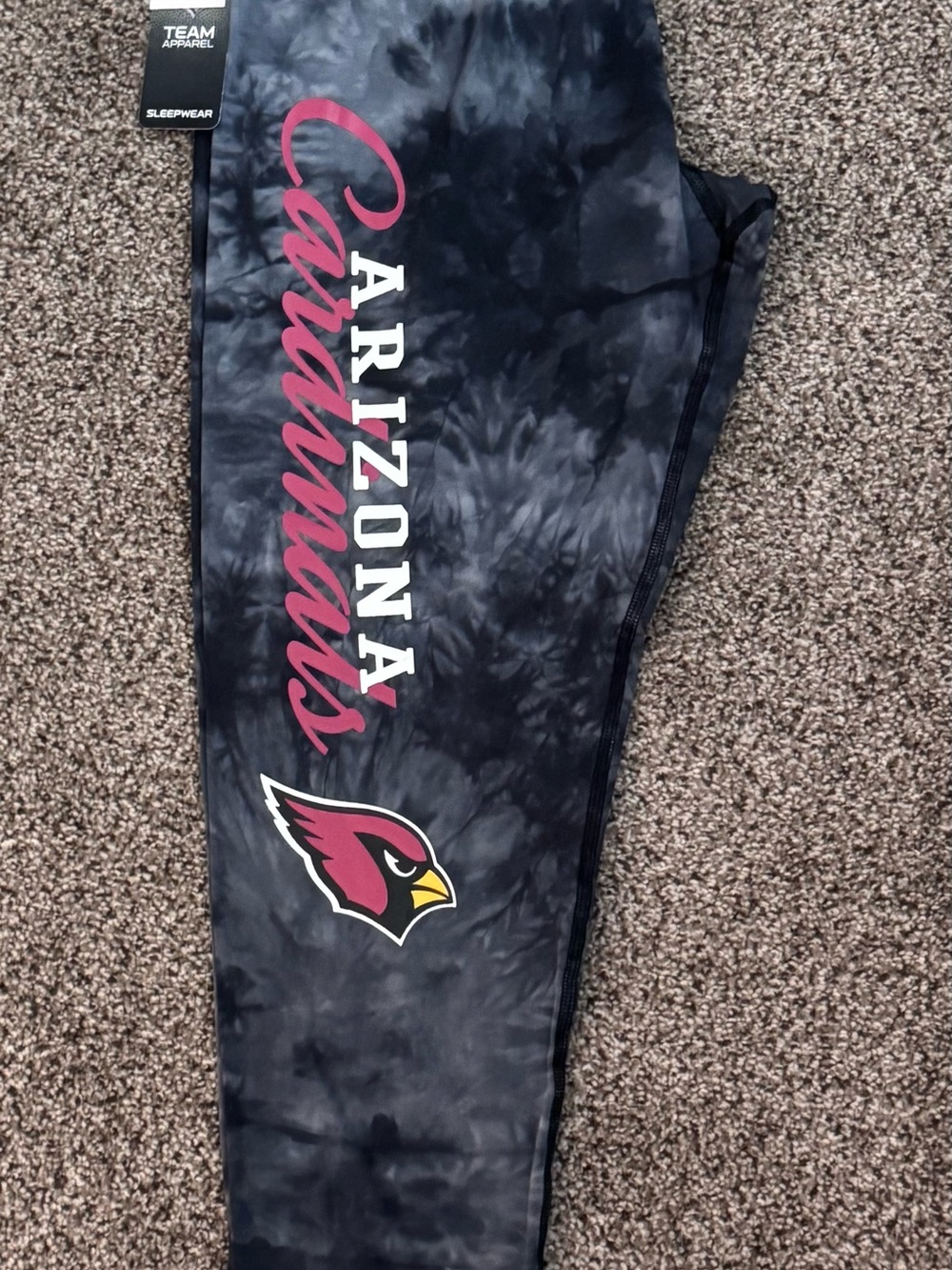 Team Apparel Arizona Cardinals Black Tie-Dye Leggings with Cardinal Accents
